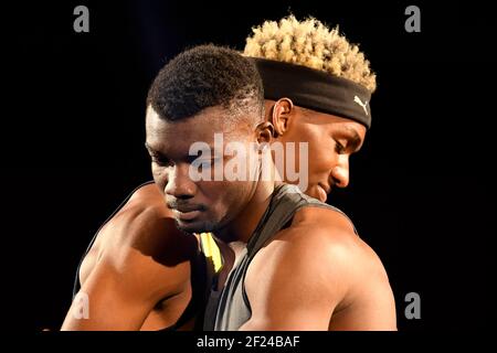 Hugues-Fabrice Zango (Bur) et Jordan Diaz (Cub) se disputent en hommes des triplés lors de la réunion intérieure de Paris, le 27 janvier 2019, à l'hôtel Accor Arena, Paris, France - photo Philippe Millereau / KMSP / DPPI Banque D'Images