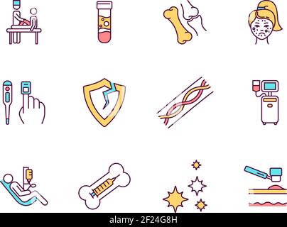 Jeu d'icônes de couleur RVB pour les procédures médicales Illustration de Vecteur