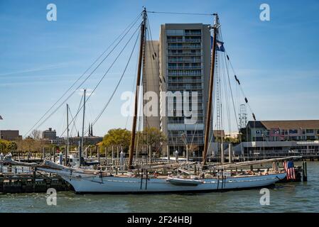 Bateau à voile amarré à la marina près du port de Charleston. Banque D'Images