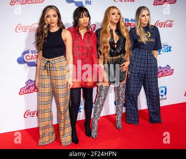 Londres, Royaume-Uni. 9 décembre 2018. Jade Thurlow, Leigh Anne Pinnock, Jesy Nelson, Perrie Edwards de Little Mix pendant la deuxième journée du Jingle Bell ball 2018 de Capital avec Coca-Cola à l'O2 Arena, Londres Banque D'Images