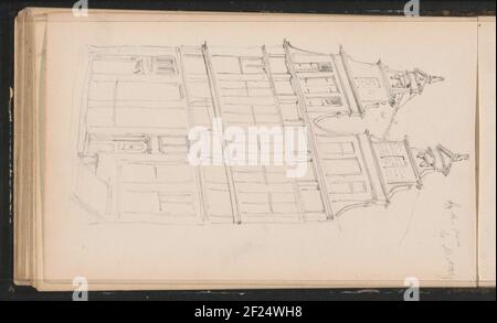 Double bâtiment à Dam Dam Dam, probablement à Middelburg.Double bâtiment à Dam Square, probablement à Middelburg. Feuille 29 Verso d'un carnet d'esquisses de 44 feuilles fabriquées à Zeeland et Utrecht. Banque D'Images