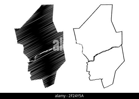 Columbia County, Commonwealth of Pennsylvania (comté des États-Unis, États-Unis d'Amérique, États-Unis, États-Unis) carte illustration vectorielle, scribble sketch Columbia Illustration de Vecteur