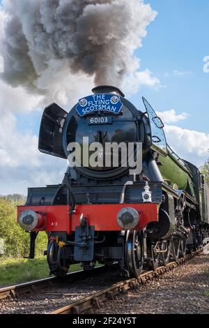 Flying Scotsman sur la ligne Bluebell Banque D'Images