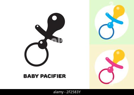 Silhouette d'une sucette bébé et deux sucette colorées pour un garçon et une fille Illustration de Vecteur