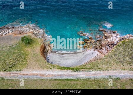 Vue sur le village grec traditionnel de Milatos, Crète, Grèce. Banque D'Images