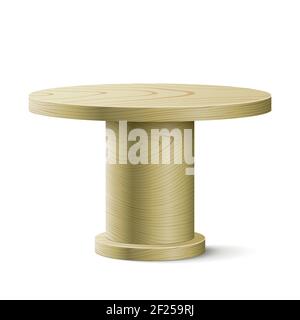 Table ovale en bois isolée sur fond blanc. Table en bois vectoriel avec espace libre pour un objet ou le positionnement d'un produit. Illustration de Vecteur