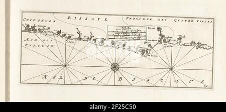 Kaart van de Spaanse Noordkust Tussen Bilbao à San Sebastián, ca. 1702; les forces de l'Europe, de l'Asie, de l'Afrique et de l'Amérique, ou la description des principales villes avec leurs fortifications. CONÇU PAR LES MEILLEURS INGENIERS, en particulier ceux sous la domination de la France (...) et orné de plusieurs superbes bâtiments.carte de la Côte Nord espagnole entre Bilbao et San Sebastián. Signature en bas à droite : aa. Partie de la deuxième des deux parties de la photo: Les Costes de France et d'Espagne (Or 14 de: Les Forces d'Europe, d'Asie, d'Afrique et d'Amérique), émis environ. 1702. Le travail d'image existe dans t Banque D'Images