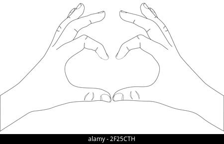 Mains montrant le geste de la forme du cœur. Illustration de dessin vectoriel à la main. Esquisse. Illustration vectorielle Illustration de Vecteur
