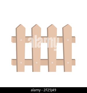 Pièce de clôture en bois isolée sur fond blanc, illustration vectorielle de dessin animé Illustration de Vecteur