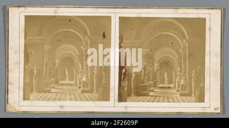 Intérieur Van d'Ancient Hall Gezien naar de Vénus Van Milo, Musée du Louvre, Parijs, Frankrijk.intérieur de la salle antique vue à la Vénus de Milo, Musée du Louvre, Paris, France Banque D'Images