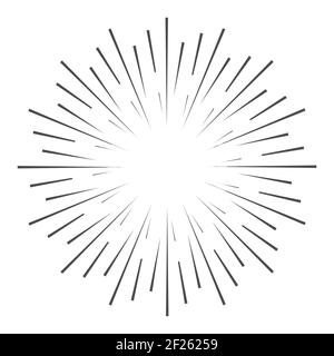 Étoiles, rayons du soleil. Effet d'explosion de bande dessinée. Lignes radiales. Étoiles, coups de soleil. Illustration plate isolée sur blanc. Banque D'Images