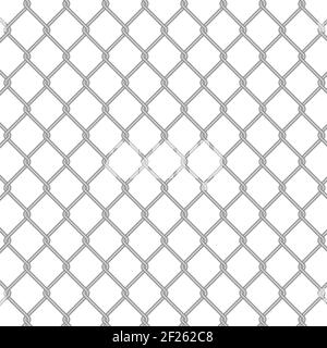 Fil métallique de l'encadrement du maillon de chaîne en maille d'acier. Section de clôture. Illustration 3D isolée sur blanc. Banque D'Images