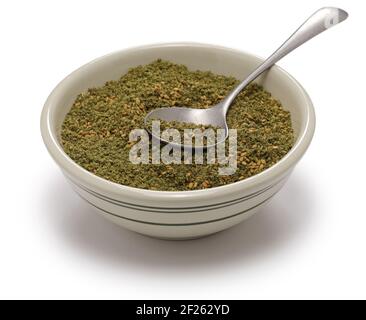 zaatar, mélange d'épices d'herbes du moyen-orient dans un bol Banque D'Images