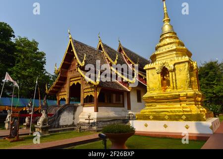 Temple bouddhiste Wat Phra Singh, Chiang Mai, Thaïlande Banque D'Images