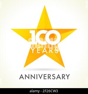 100 ans célèbre le logo de l'étoile. le vecteur du 100 e anniversaire congrume les numéros de couleur. Salutations, fête du gagnant. Vitraux colorés étoiles sh Illustration de Vecteur