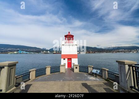 Phare de Brockton point dans le parc Stanley. Vancouver, Canada. Banque D'Images