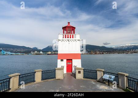 Phare de Brockton point dans le parc Stanley. Vancouver, Canada. Banque D'Images