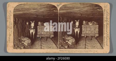 Exploitation minière du charbon à trois kilomètres sous terre, Pennsylvanie, États-Unis. Banque D'Images