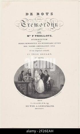 Une cérémonie de mariage avec des témoins; page de titre pour: Mme F. Trolope, Tremordijn Rock.in UN intérieur d'église, UNE mariée, en présence de son mari, met un mental et des témoins, SA signature sous le certificat de mariage. Banque D'Images