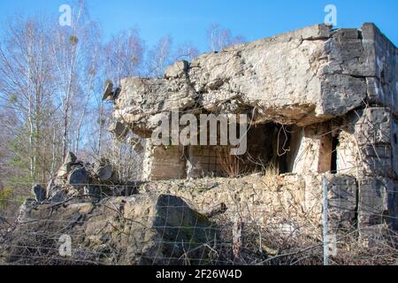 Détruit le paysage de bunker de la Seconde Guerre mondiale à Doeberitzer heide Brandenburg Banque D'Images