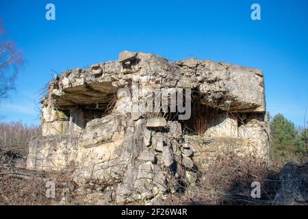 Détruit le paysage de bunker de la Seconde Guerre mondiale à Doeberitzer heide Brandenburg Banque D'Images