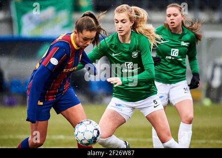 Hjorring, Danemark. 10 mars 2021. Emily Garnier (5) de Fortuna Hjorring vu dans le match de l'UEFA Women's Champions League entre Fortuna Hjorring et le FC Barcelone à Hjorring Stadion à Hjorring. (Crédit photo : Gonzales photo/Alamy Live News Banque D'Images