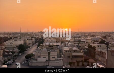 Coucher de soleil à Riyad, Arabie Saoudite Banque D'Images