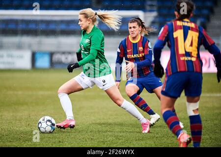 Hjorring, Danemark. 10 mars 2021. Sofie Lundgaard (9) de Fortuna Hjorring vu dans le match de la Ligue des champions des femmes de l'UEFA entre Fortuna Hjorring et le FC Barcelone à Hjorring Stadion à Hjorring. (Crédit photo : Gonzales photo/Alamy Live News Banque D'Images