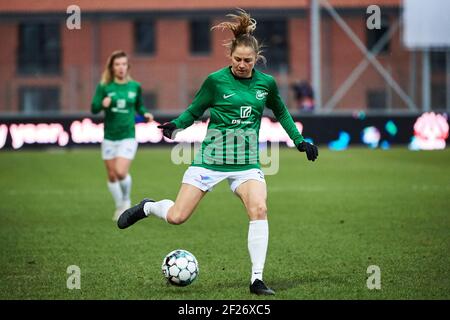 Hjorring, Danemark. 10 mars 2021. Laura Frank (18) de Fortuna Hjorring vu dans le match de la Ligue des champions des femmes de l'UEFA entre Fortuna Hjorring et le FC Barcelone à Hjorring Stadion à Hjorring. (Crédit photo : Gonzales photo/Alamy Live News Banque D'Images