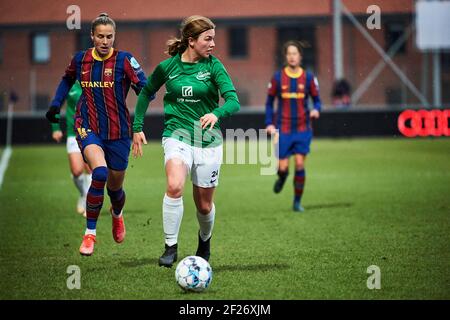 Hjorring, Danemark. 10 mars 2021. Laerke Hammer (24) de Fortuna Hjorring vu dans le match de l'UEFA Women's Champions League entre Fortuna Hjorring et le FC Barcelone à Hjorring Stadion à Hjorring. (Crédit photo : Gonzales photo/Alamy Live News Banque D'Images