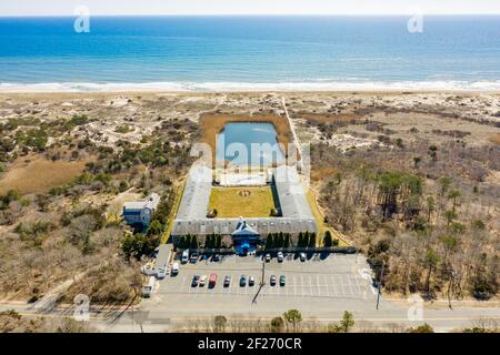 Vue aérienne des appartements Ocean Dune à Amagansett, NY Banque D'Images