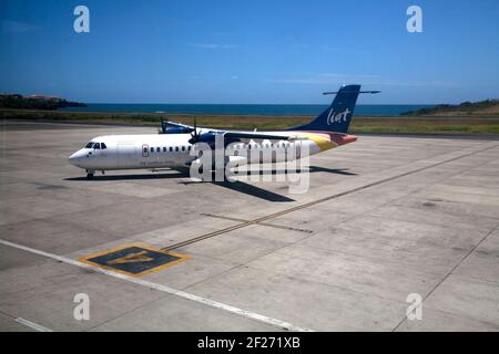 liat avion de train à l'aéroport international maurice bishop st george îles éoliennes de grenade antilles Banque D'Images