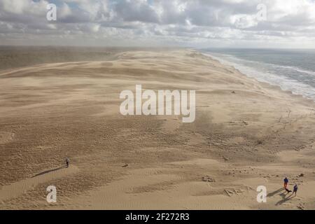 Rubjerg Knude à Sandstorm, Danemark Banque D'Images