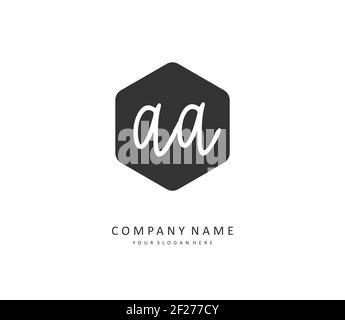AA lettre initiale d'écriture manuscrite et logo de signature. Un concept d'écriture manuscrite logo initial avec élément de modèle. Banque D'Images