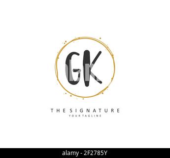 G K GK lettre initiale écriture manuscrite et logo de signature. Un concept d'écriture manuscrite logo initial avec élément de modèle. Banque D'Images