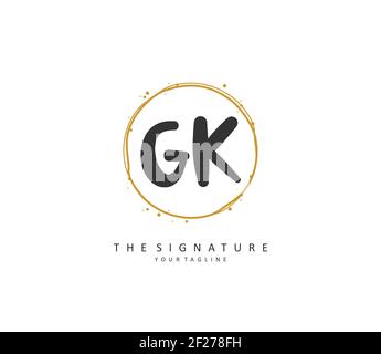 G K GK lettre initiale écriture manuscrite et logo de signature. Un concept d'écriture manuscrite logo initial avec élément de modèle. Banque D'Images