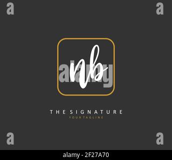 N B NB lettre initiale écriture manuscrite et logo de signature. Un concept d'écriture manuscrite logo initial avec élément de modèle. Illustration de Vecteur