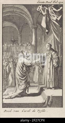 Un prêtre a remis à l'empereur Charles V une bougie pendant le corps apparent en l'honneur de Karel V. Banque D'Images