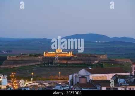 fort de Santa Luzia à Elvas Alentejo au coucher du soleil, Portugal Banque D'Images