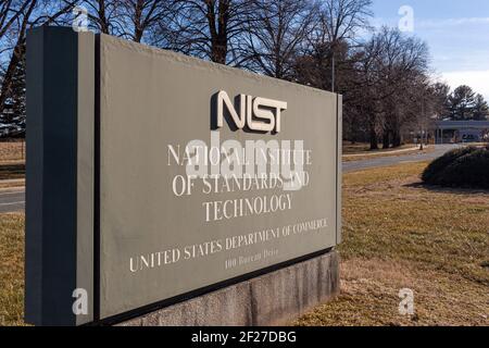 Gaithersburg, MD, USA 01-30-2021: Entrée du campus de Gaithersburg de l'Institut national des normes et de la technologie ( NIST ), une science physique Banque D'Images