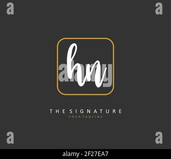 H N HN lettre initiale écriture manuscrite et logo de signature. Un concept d'écriture manuscrite logo initial avec élément de modèle. Illustration de Vecteur