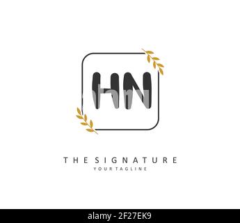 H N HN lettre initiale écriture manuscrite et logo de signature. Un concept d'écriture manuscrite logo initial avec élément de modèle. Illustration de Vecteur