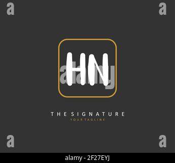 H N HN lettre initiale écriture manuscrite et logo de signature. Un concept d'écriture manuscrite logo initial avec élément de modèle. Illustration de Vecteur