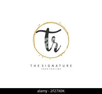 Tr lettre initiale écriture manuscrite et logo de signature. Un concept d'écriture manuscrite logo initial avec élément de modèle. Illustration de Vecteur