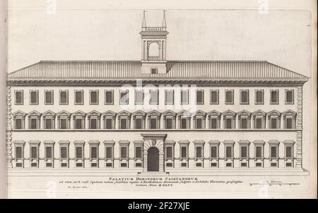 Façade van Palazzo caetani te rome; Palatium Dominorum Cailanorum; Romeinse Paleizen; Palais de Rome; Palais de Rome de l'architecte le plus célèbre (...); Magesyn der Italiaense Gebouwen.The Print fait partie d'un album. Banque D'Images
