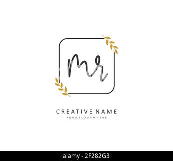 MR lettre initiale écriture manuscrite et logo de signature. Un concept d'écriture manuscrite logo initial avec élément de modèle. Illustration de Vecteur
