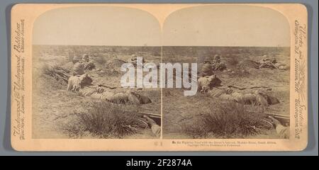 Sur la ligne de combat avec les soldats de la Reine, rivière Modder, Afrique du Sud. Banque D'Images