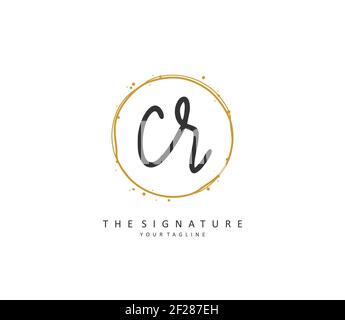 CR lettre initiale écriture manuscrite et logo de signature. Un concept d'écriture manuscrite logo initial avec élément de modèle. Illustration de Vecteur