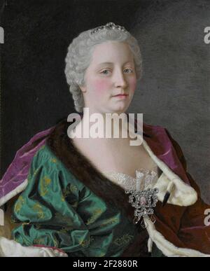 Maria Theresia d'Autriche (1717-80), Aartshertogon d'Autriche, Reine de Hongrie et de Bohême, et Keizerin allemand romain.Portrait de Maria Theresia (1717-80), Empress ou Autriche, Reine de Hongrie et de Bohême. Sa moitié, droite. Partagé ici dans le cadre de la collection de miniatures de portrait, malgré les dimensions, parce que le portrait est fabriqué dans le courrier électronique. Banque D'Images