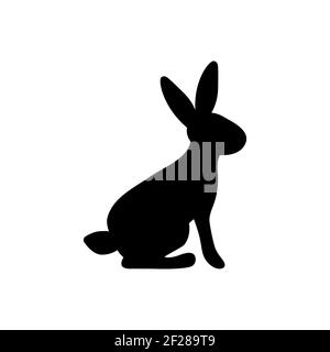 Illustration vectorielle d'un lapin assis. Silhouette noire d'un lièvre sur fond blanc. Illustration de Vecteur